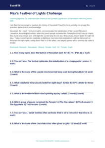 Free Hanukkah Quiz | Year 5 Greater Depth | BookFlik