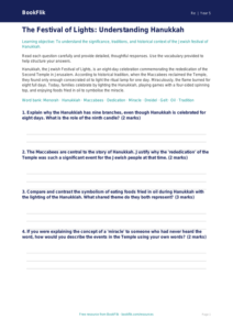 Free Hanukkah Worksheet | Year 5 Greater Depth | BookFlik
