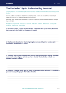 Free Hanukkah Writing Frame | Year 5 Greater Depth | BookFlik