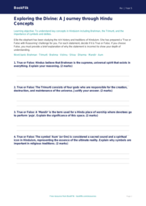 Free Hinduism Activity Sheet | Year 5 Greater Depth | BookFlik