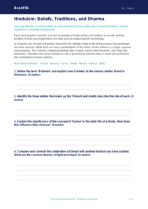 Free Hinduism Assessment | Year 5 Greater Depth | BookFlik