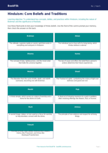 Free Hinduism Flashcards | Year 5 Greater Depth | BookFlik