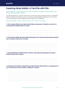 Free Hinduism Template | Year 5 Greater Depth | BookFlik