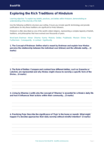 Free Hinduism Writing Frame | Year 5 Greater Depth | BookFlik
