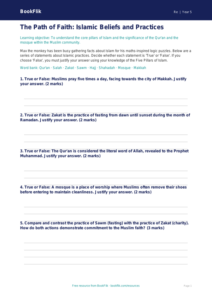 Free Islam Activity Sheet | Year 5 Greater Depth | BookFlik