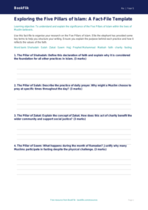 Free Islam Template | Year 5 Greater Depth | BookFlik