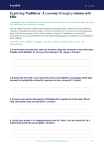 Free Judaism Activity Sheet | Year 5 Greater Depth | BookFlik