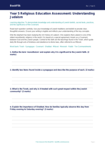 Free Judaism Assessment | Year 5 Greater Depth | BookFlik
