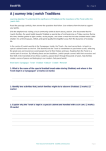 Free Judaism Comprehension | Year 5 Greater Depth | BookFlik