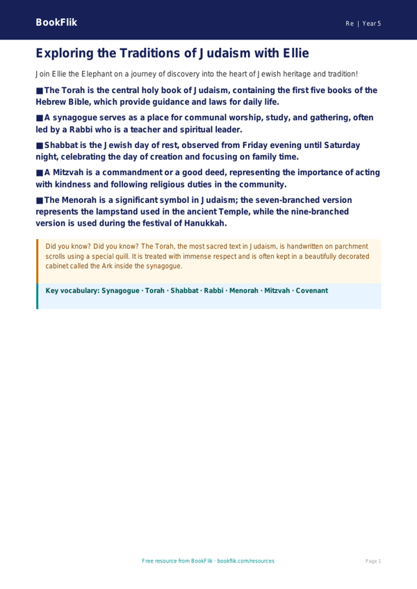 Free Judaism Poster | Year 5 Greater Depth | BookFlik worksheet preview — Re Judaism