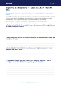 Free Judaism Template | Year 5 Greater Depth | BookFlik
