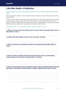 Free Life After Death Assessment | Year 4 Supported | BookFlik