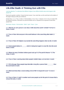 Free Life After Death Quiz | Year 4 Supported | BookFlik