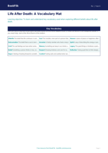 Free Life After Death Word Mat | Year 4 Supported | BookFlik