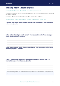 Free Life After Death Writing Frame | Year 4 Supported | BookFlik