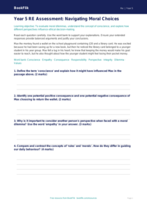 Free Moral Questions Assessment | Year 5 Greater Depth | BookFlik