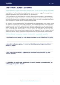Free Moral Questions Comprehension | Year 5 Greater Depth | BookFlik