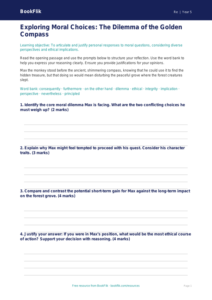 Free Moral Questions Writing Frame | Year 5 Greater Depth | BookFlik
