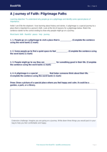 Free Pilgrimage Activity Sheet | Year 4 Supported | BookFlik