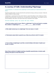 Free Pilgrimage Worksheet | Year 4 Supported | BookFlik