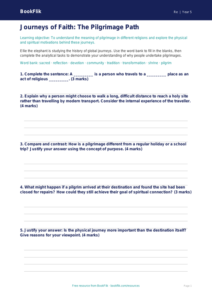 Free Pilgrimage Activity Sheet | Year 5 Greater Depth | BookFlik