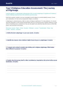 Free Pilgrimage Assessment | Year 5 Greater Depth | BookFlik