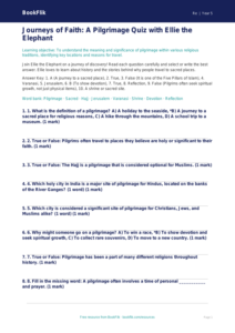 Free Pilgrimage Quiz | Year 5 Greater Depth | BookFlik