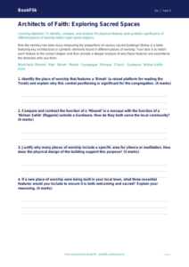 Free Places Of Worship Activity Sheet | Year 5 Greater Depth | BookFlik