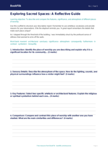 Free Places Of Worship Writing Frame | Year 5 Greater Depth | BookFlik