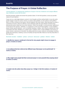 Free Prayer Comprehension | Year 5 Greater Depth | BookFlik