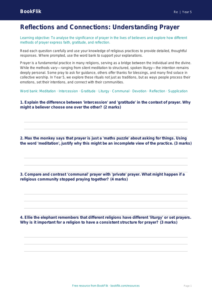 Free Prayer Worksheet | Year 5 Greater Depth | BookFlik
