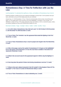 Free Remembrance Day Quiz | Year 5 Greater Depth | BookFlik
