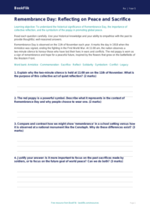 Free Remembrance Day Worksheet | Year 5 Greater Depth | BookFlik
