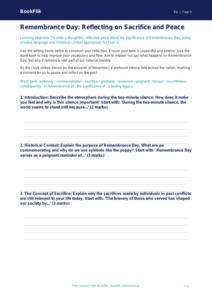 Free Remembrance Day Writing Frame | Year 5 Greater Depth | BookFlik