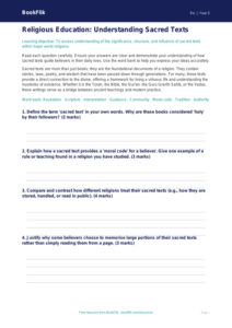Free Sacred Texts Assessment | Year 5 Greater Depth | BookFlik