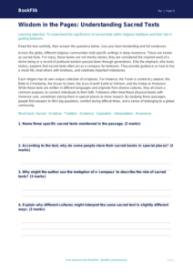 Free Sacred Texts Comprehension | Year 5 Greater Depth | BookFlik
