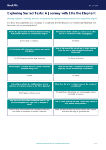 Free Sacred Texts Flashcards | Year 5 Greater Depth | BookFlik
