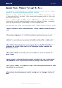 Free Sacred Texts Quiz | Year 5 Greater Depth | BookFlik