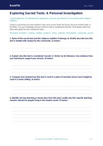 Free Sacred Texts Template | Year 5 Greater Depth | BookFlik