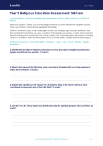 Free Sikhism Assessment | Year 5 Greater Depth | BookFlik