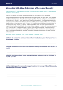 Free Sikhism Comprehension | Year 5 Greater Depth | BookFlik