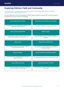 Free Sikhism Flashcards | Year 5 Greater Depth | BookFlik