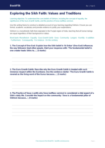 Free Sikhism Writing Frame | Year 5 Greater Depth | BookFlik