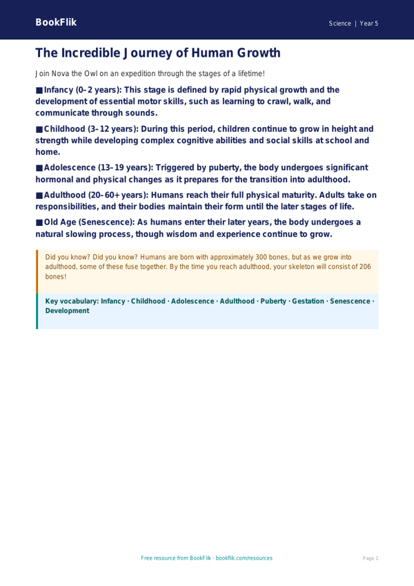 Free Animals Including Humans Poster | Year 5 Greater Depth | BookFlik worksheet preview — Science Animals Including Humans