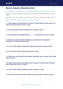 Free Autumn Science Quiz | Year 1 Core | BookFlik