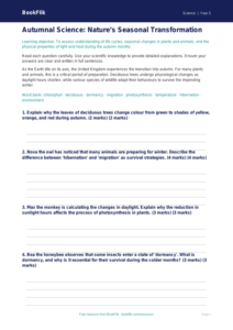 Free Autumn Science Assessment | Year 5 Greater Depth | BookFlik