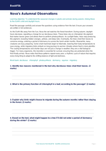 Free Autumn Science Comprehension | Year 5 Greater Depth | BookFlik