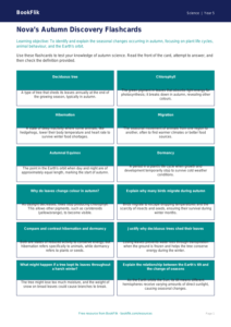 Free Autumn Science Flashcards | Year 5 Greater Depth | BookFlik