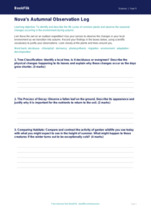 Free Autumn Science Template | Year 5 Greater Depth | BookFlik