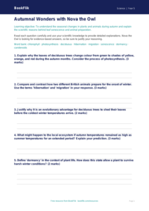 Free Autumn Science Worksheet | Year 5 Greater Depth | BookFlik
